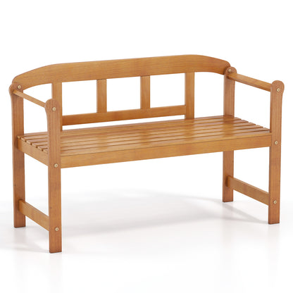 2-Seater Outdoor Acacia Wood Garden Bench with Backrest & Armrests Outdoor Benches at Gallery Canada