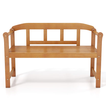2-Seater Outdoor Acacia Wood Garden Bench with Backrest & Armrests Outdoor Benches at Gallery Canada