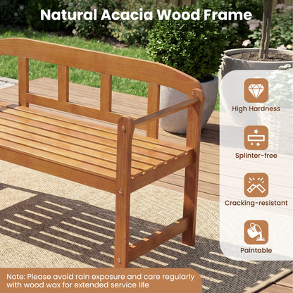 2-Seater Outdoor Acacia Wood Garden Bench with Backrest & Armrests Outdoor Benches at Gallery Canada