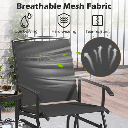 2-Seater Outdoor Glider Bench With 2-Tier Table, Black