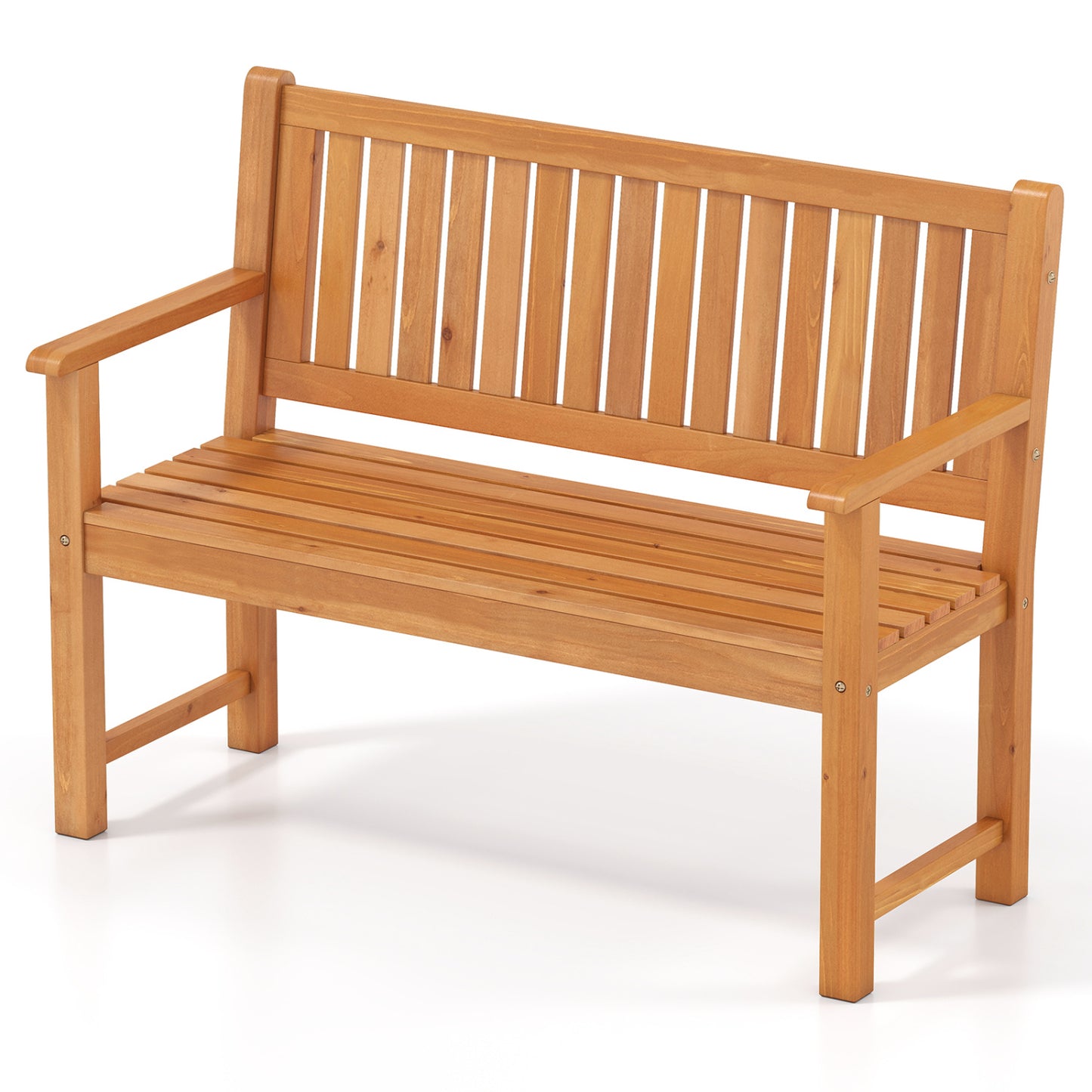 2-Seater Outdoor Wooden Bench with Backrest, Natural