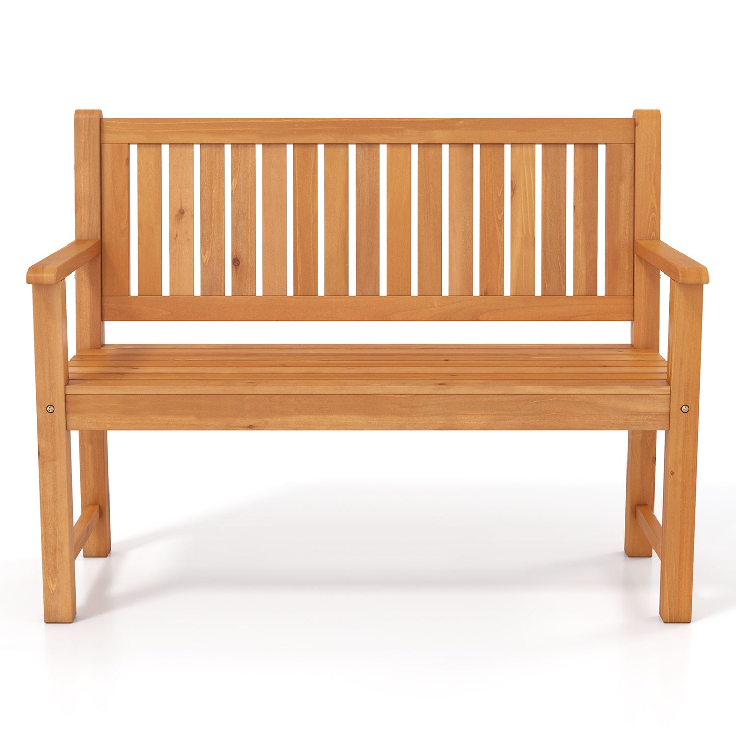 2-Seater Outdoor Wooden Bench with Backrest, Natural