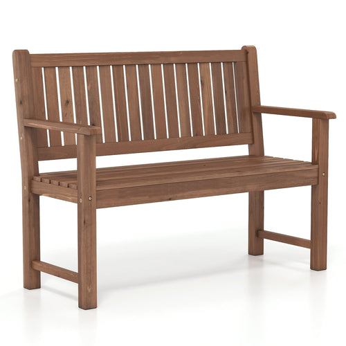 Outdoor Wooden Bench 2-Seater, Brown