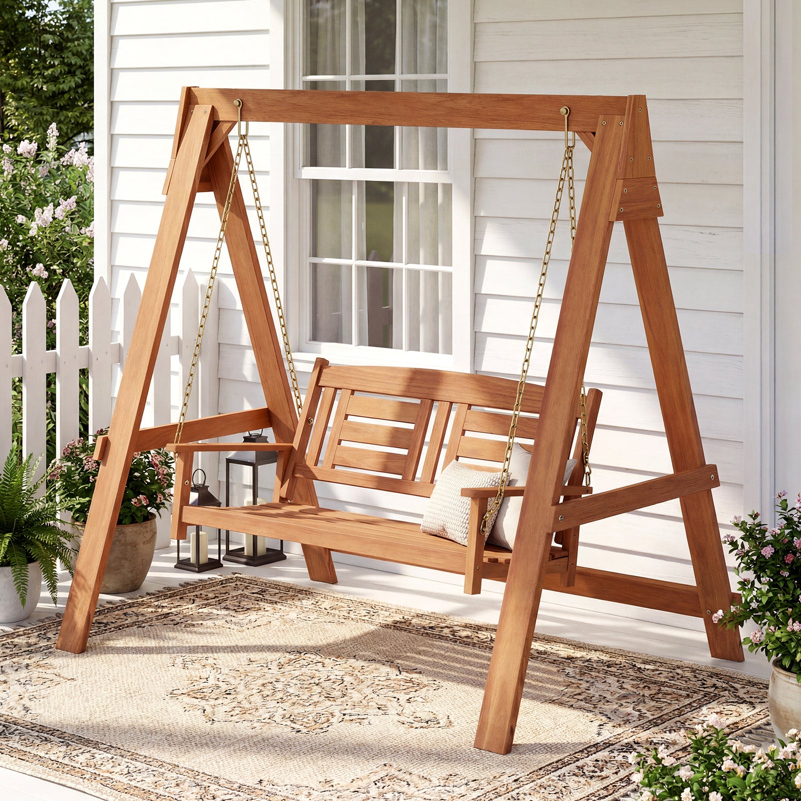 2-Seater Porch Swing With Adjustable Chains, Stand Porch Swings at Gallery Canada