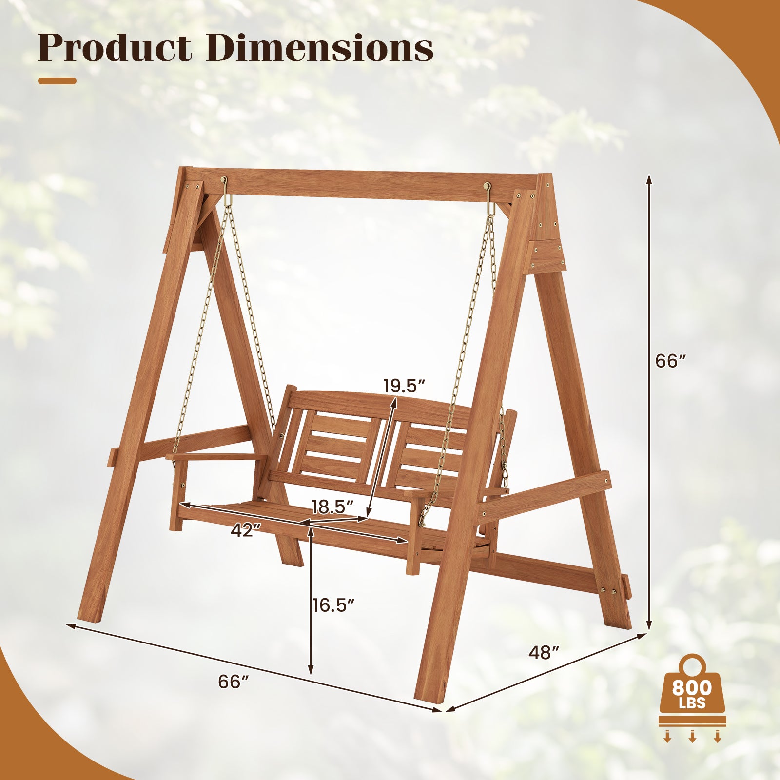 2-Seater Porch Swing With Adjustable Chains, Stand Porch Swings at Gallery Canada