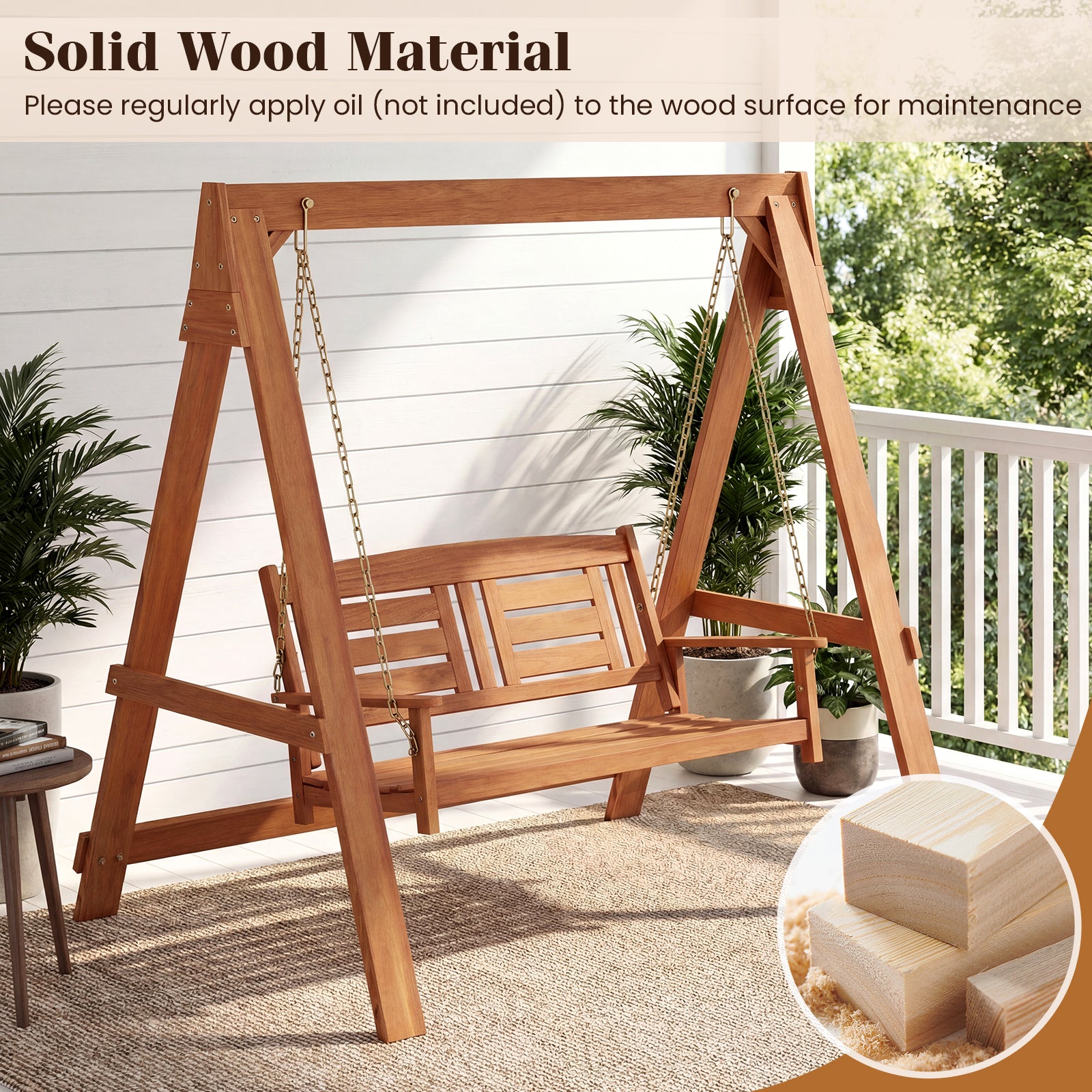 2-Seater Porch Swing With Adjustable Chains, Stand Porch Swings at Gallery Canada