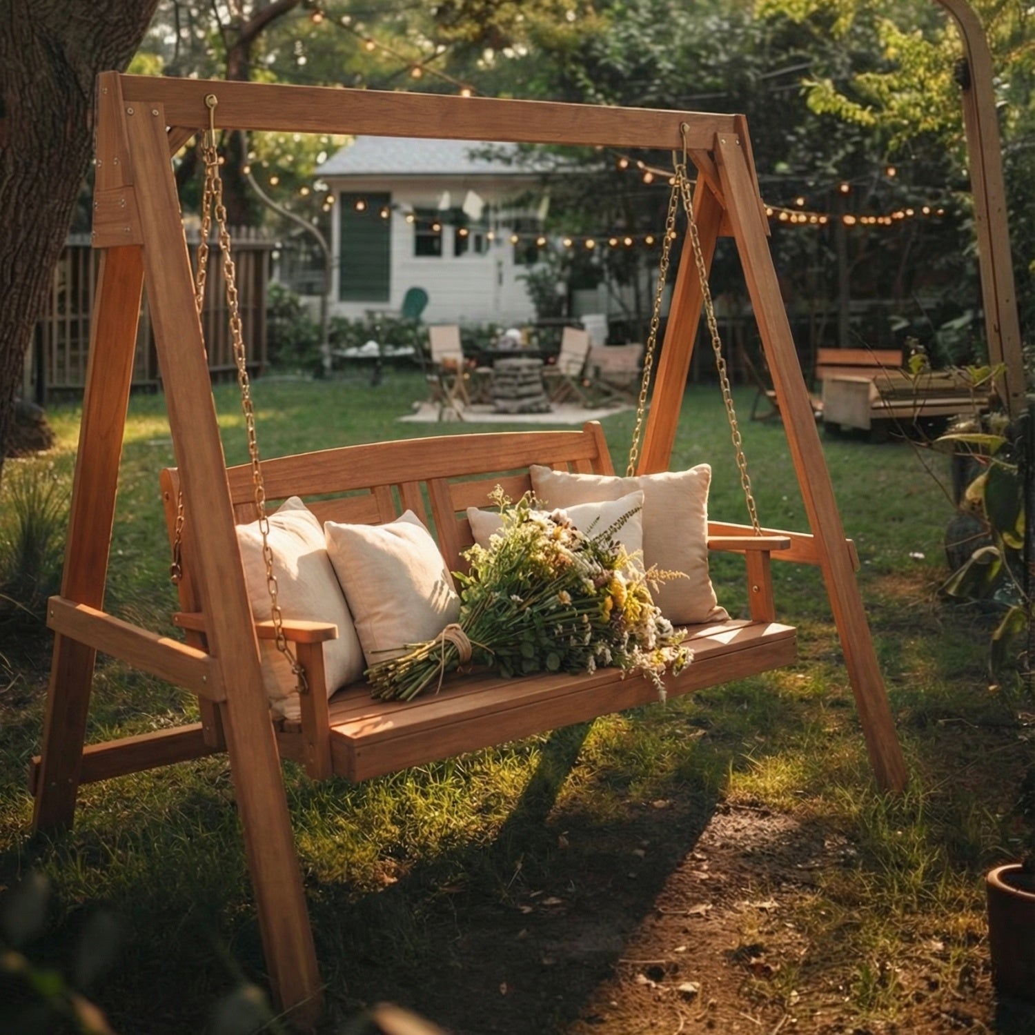 2-Seater Porch Swing With Adjustable Chains, Stand Porch Swings at Gallery Canada