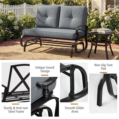 Outdoor Swing Glider Chair, 2 Seats, Removable Cushions, Gray Patio Rocking Chairs & Gliders at Gallery Canada