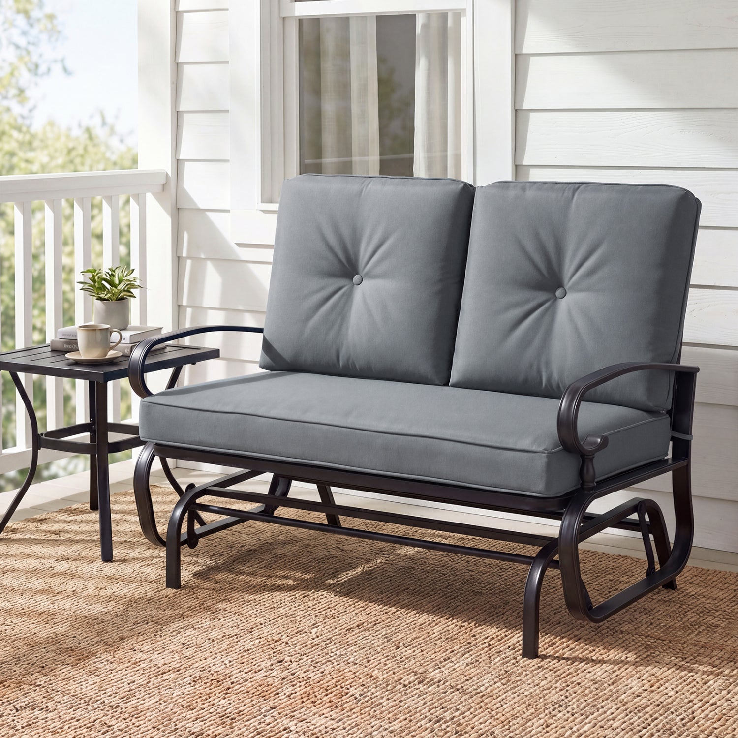 Outdoor Swing Glider Chair, 2 Seats, Removable Cushions, Gray Patio Rocking Chairs & Gliders at Gallery Canada