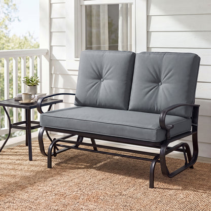 Outdoor Swing Glider Chair, 2 Seats, Removable Cushions, Gray Patio Rocking Chairs & Gliders at Gallery Canada