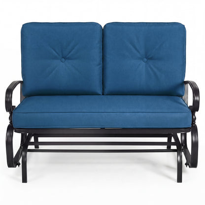 2 Seats Outdoor Swing Glider Chair, Navy Patio Rocking Chairs & Gliders at Gallery Canada