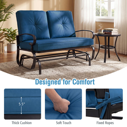 2 Seats Outdoor Swing Glider Chair, Navy Patio Rocking Chairs & Gliders at Gallery Canada