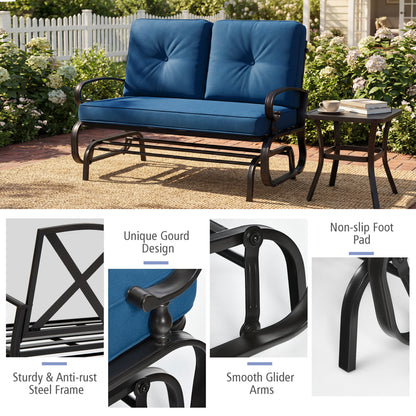 2 Seats Outdoor Swing Glider Chair, Navy Patio Rocking Chairs & Gliders at Gallery Canada