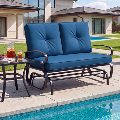 2 Seats Outdoor Swing Glider Chair, Navy Patio Rocking Chairs & Gliders at Gallery Canada