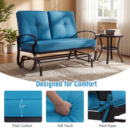 2 Seat Outdoor Swing Glider Chair, Blue