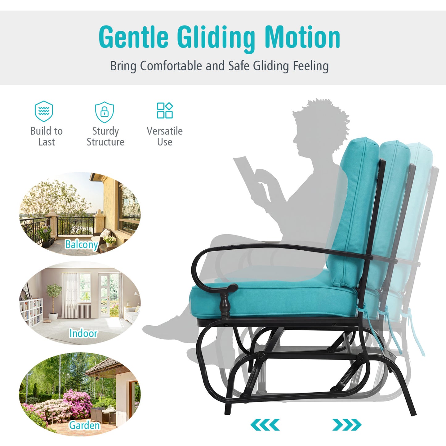 2-Seat Outdoor Swing Glider Chair, Green