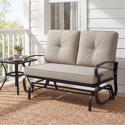 Outdoor Swing Glider Chair, 2 Seats, With Cushions, Beige Patio Rocking Chairs & Gliders at Gallery Canada