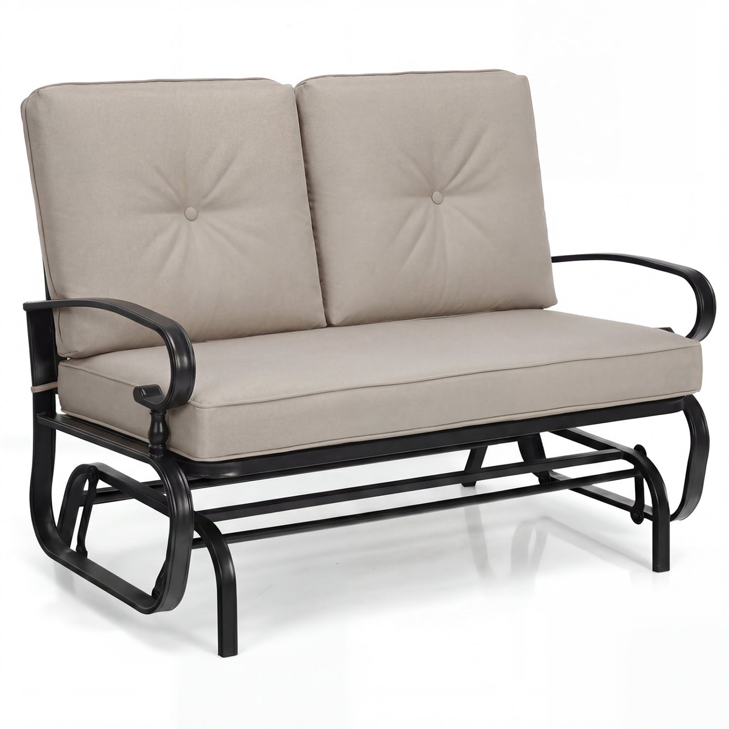 Outdoor Swing Glider Chair, 2 Seats, With Cushions, Beige Patio Rocking Chairs & Gliders Beige at Gallery Canada