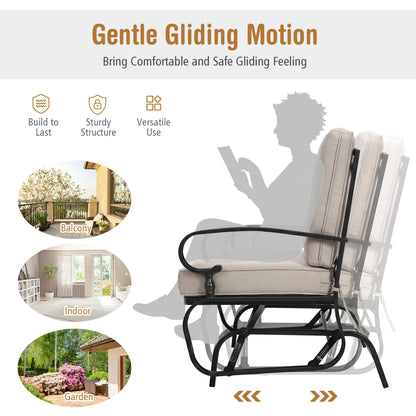 Outdoor Swing Glider Chair, 2 Seats, With Cushions, Beige Patio Rocking Chairs & Gliders at Gallery Canada