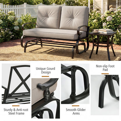 Outdoor Swing Glider Chair, 2 Seats, With Cushions, Beige Patio Rocking Chairs & Gliders at Gallery Canada