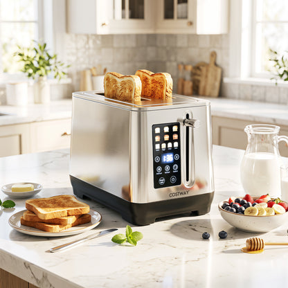 2 Slice Toaster, 6 Browning Levels, 4 Bread Types, Silver
