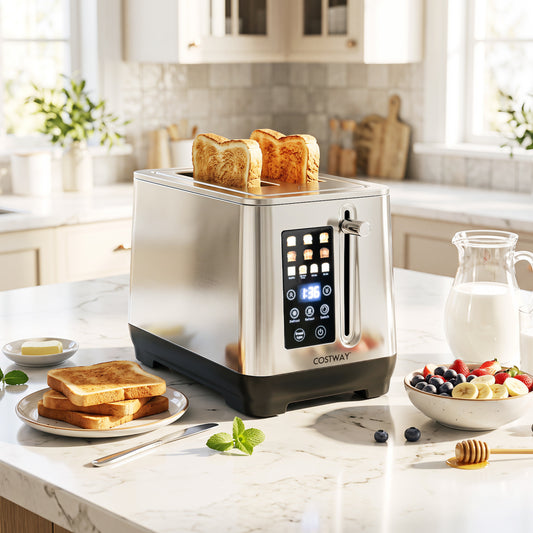 2 Slice Toaster, 6 Browning Levels, 4 Bread Types, Silver