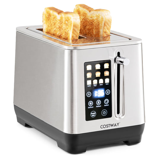 2 Slice Toaster, 6 Browning Levels, 4 Bread Types, Silver