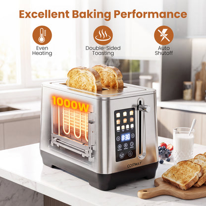 2 Slice Toaster, 6 Browning Levels, 4 Bread Types, Silver