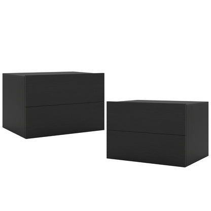 2 Storage Drawers Wall Mounted Floating Nightstand for Bedroom, Black Nightstands at Gallery Canada