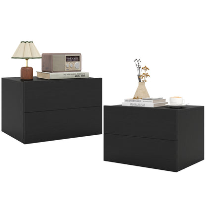 2 Storage Drawers Wall Mounted Floating Nightstand for Bedroom, Black Nightstands at Gallery Canada