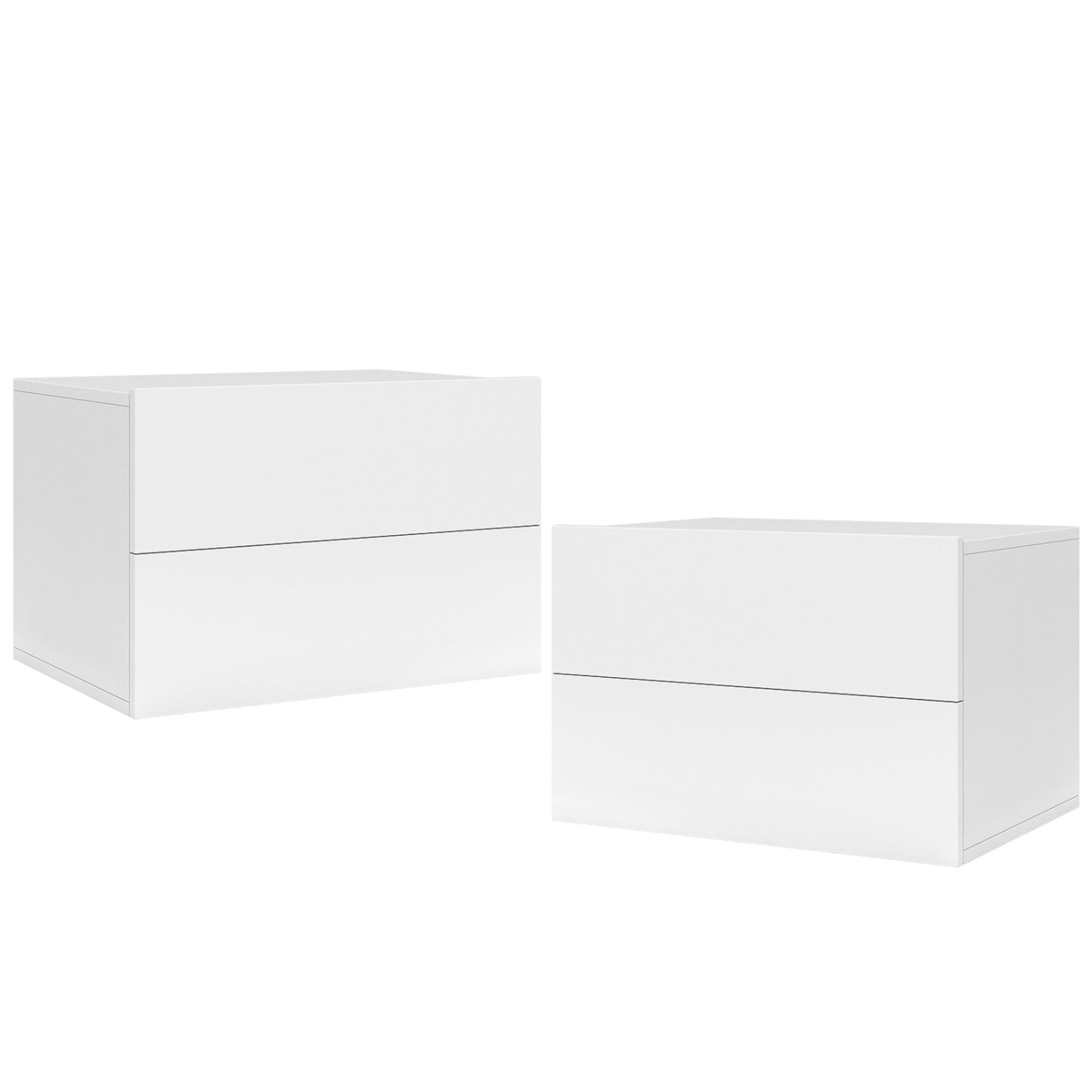 2-Drawer Wall Mounted Floating Nightstand, White