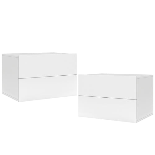 2-Drawer Wall Mounted Floating Nightstand, White