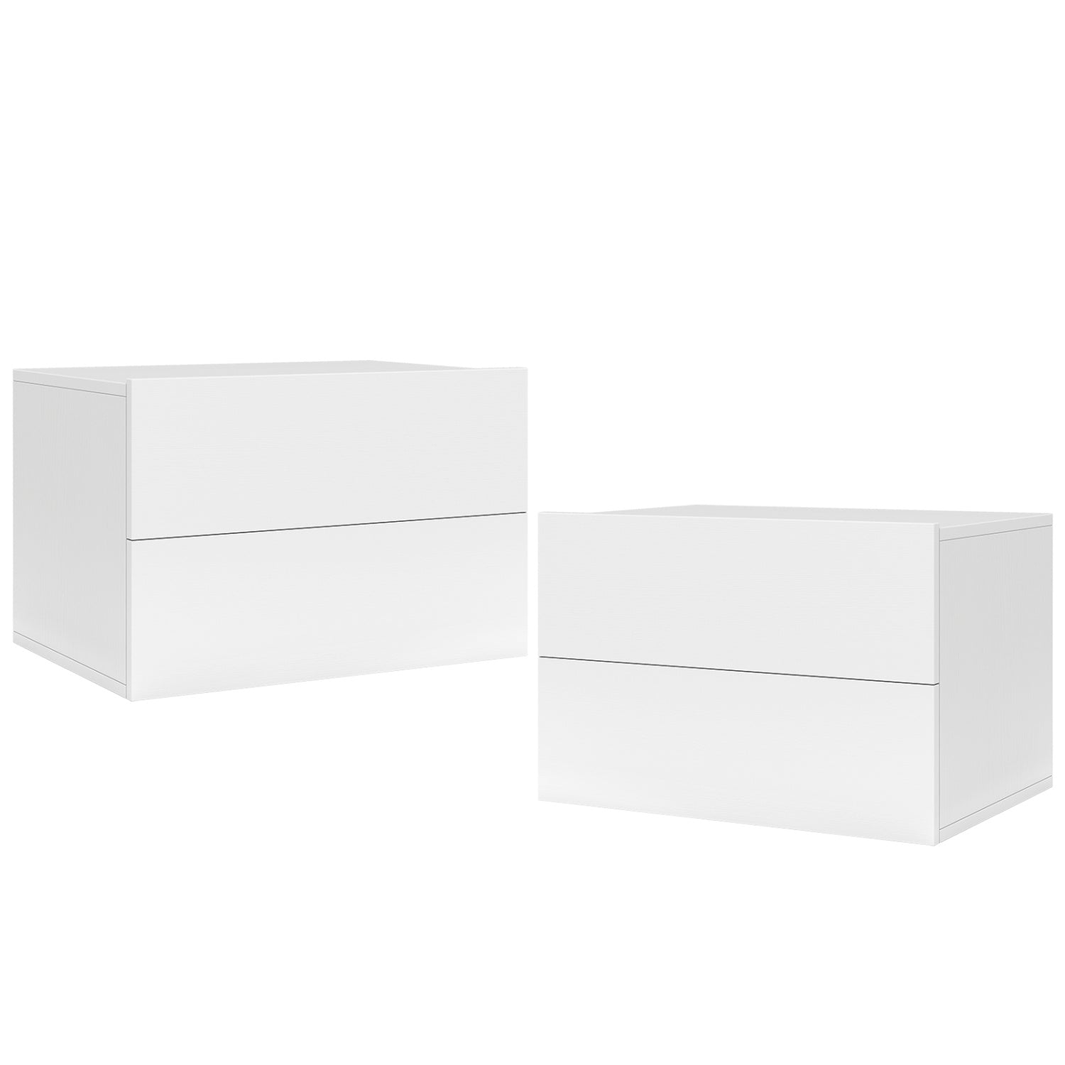 2-Drawer Wall Mounted Floating Nightstand, White Nightstands at Gallery Canada