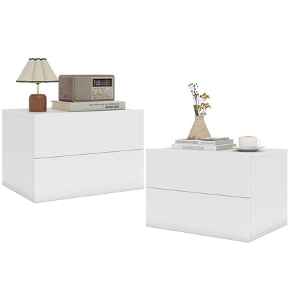 2-Drawer Wall Mounted Floating Nightstand, White