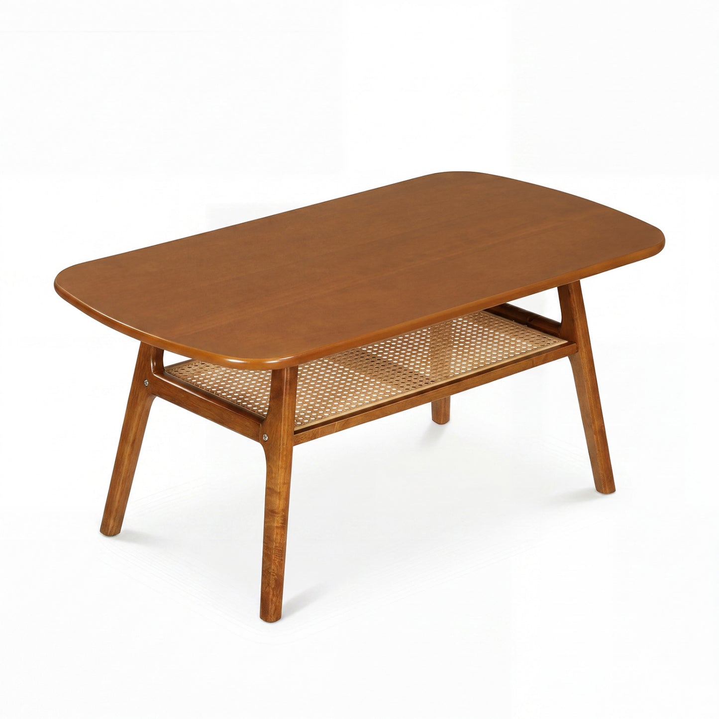 2-Tier Boho Rattan Coffee Table, Walnut Coffee Tables at Gallery Canada