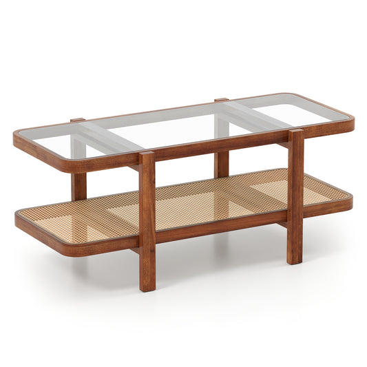 2-Tier Coffee Table With Storage, Tempered Glass Tabletop Coffee Tables Coffee at Gallery Canada