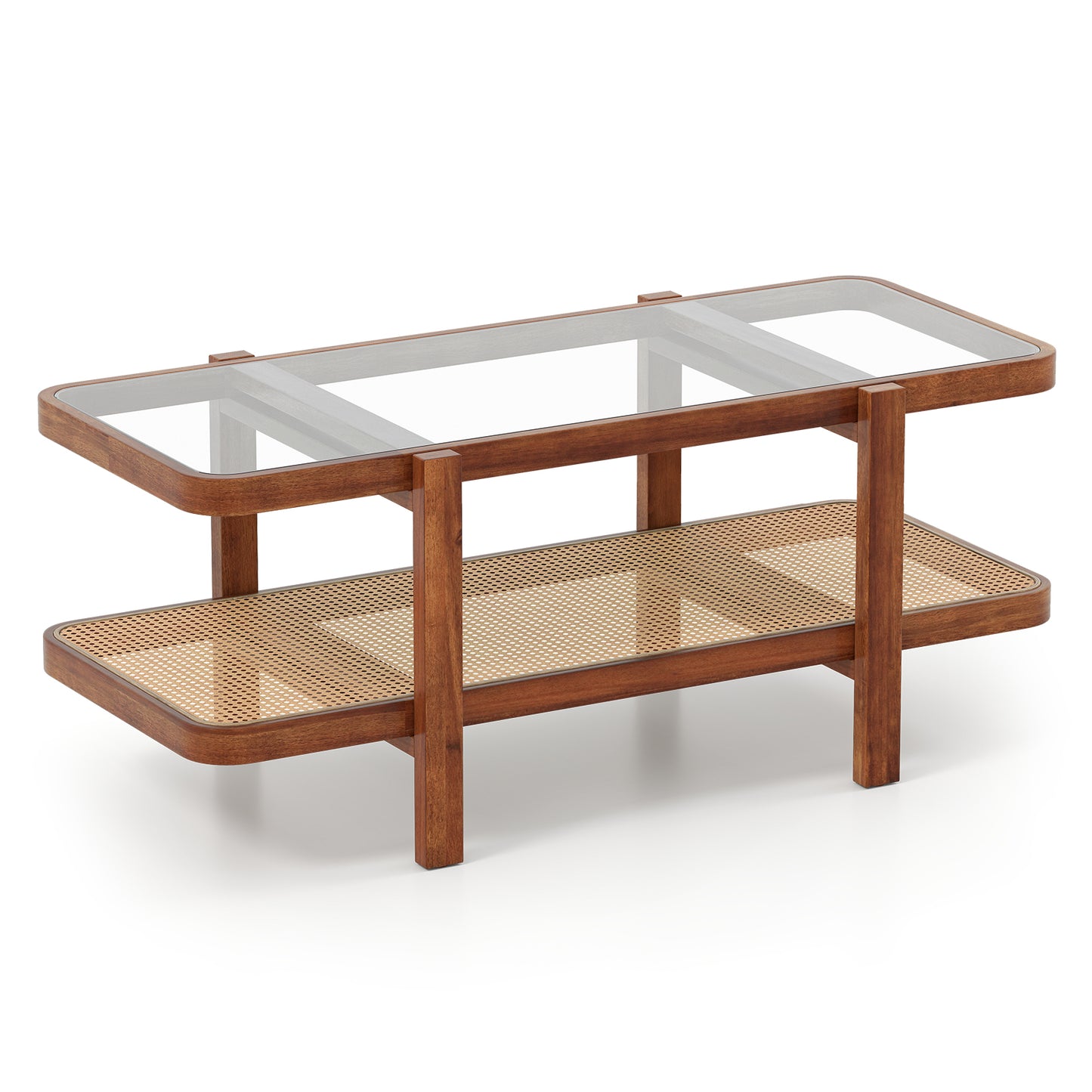 2-Tier Coffee Table With Storage, Tempered Glass Tabletop Coffee Tables at Gallery Canada