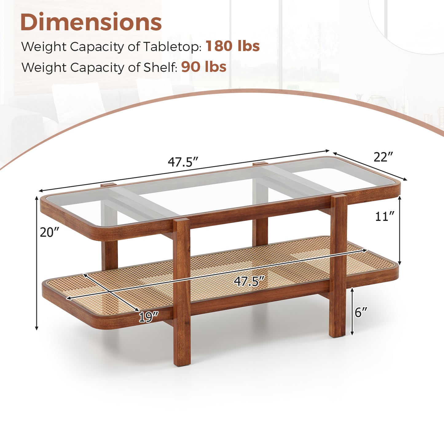 2-Tier Coffee Table With Storage, Tempered Glass Tabletop Coffee Tables at Gallery Canada