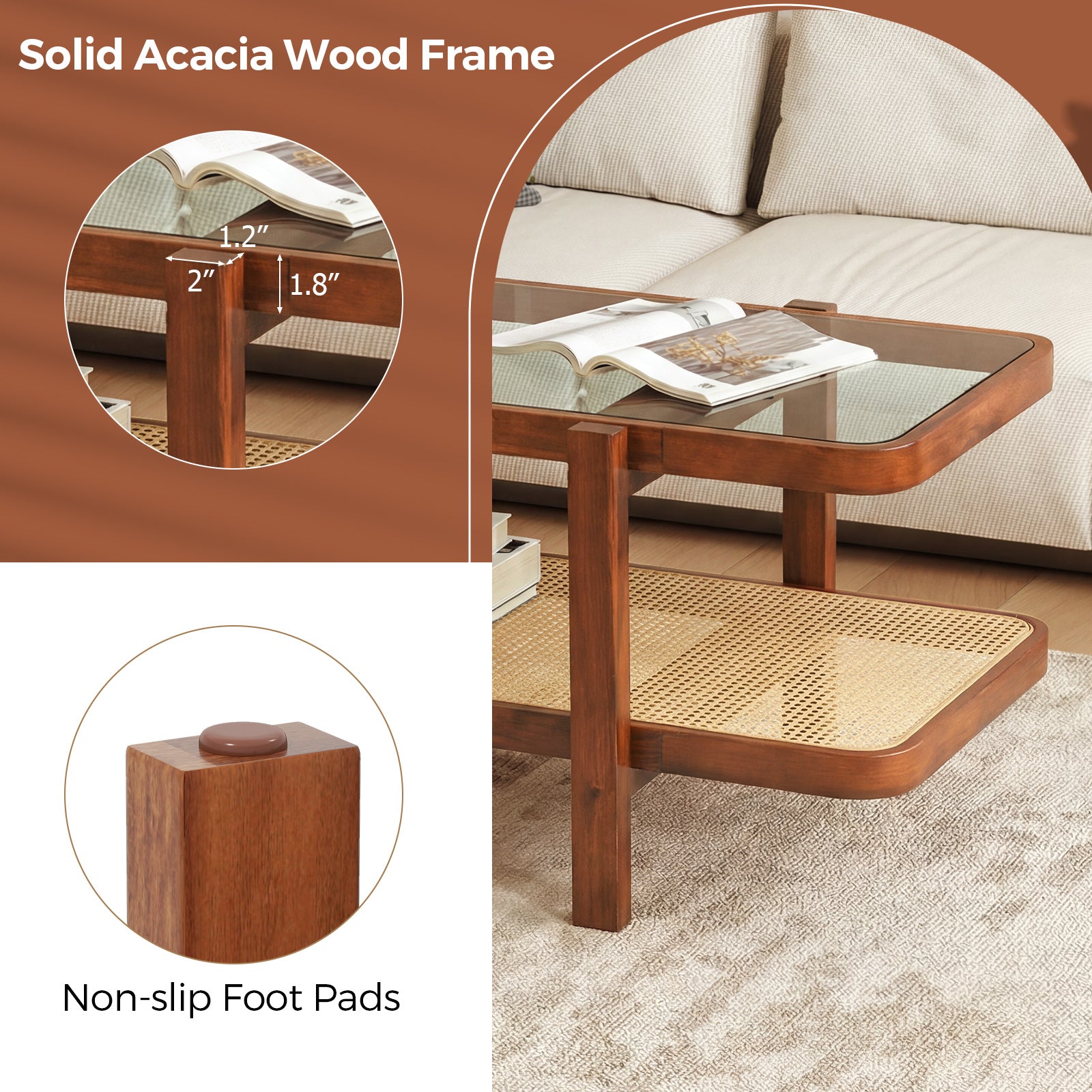 2-Tier Coffee Table With Storage, Tempered Glass Tabletop Coffee Tables at Gallery Canada