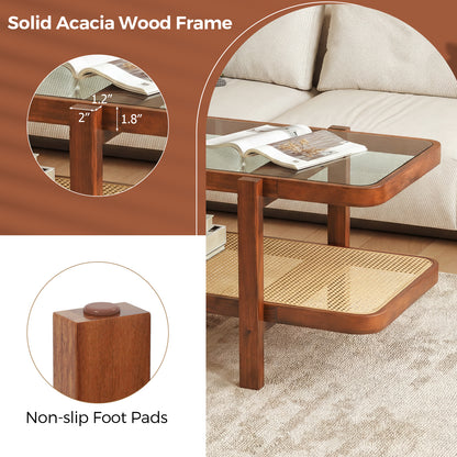2-Tier Coffee Table With Storage, Tempered Glass Tabletop Coffee Tables at Gallery Canada