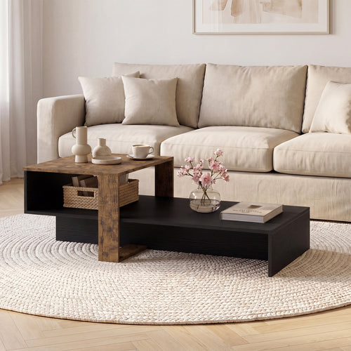 2-Tier Irregular Coffee Table With Open Shelf