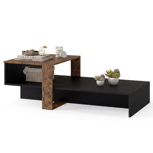 2-Tier Irregular Coffee Table With Open Shelf