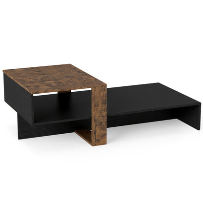 2-Tier Irregular Coffee Table With Open Shelf