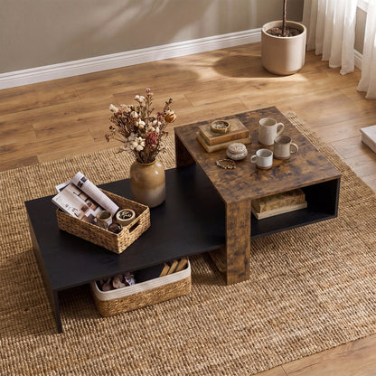 2-Tier Irregular Coffee Table With Open Shelf
