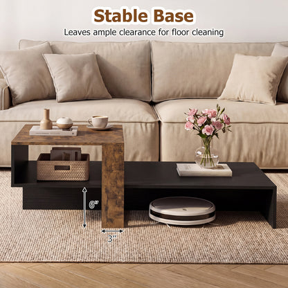 2-Tier Irregular Coffee Table With Open Shelf