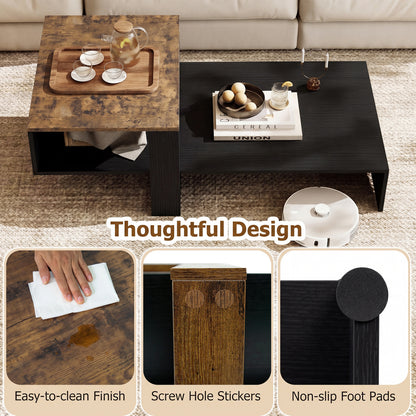 2-Tier Irregular Coffee Table With Open Shelf