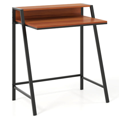 2 Tier Computer Desk PC Laptop Table Study Writing Home Office Workstation New, Walnut Writing Desks at Gallery Canada