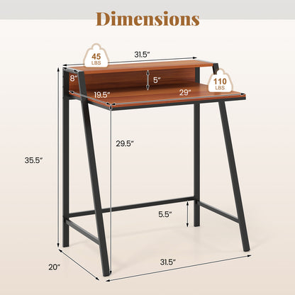 2 Tier Computer Desk PC Laptop Table Study Writing Home Office Workstation New, Walnut Writing Desks at Gallery Canada