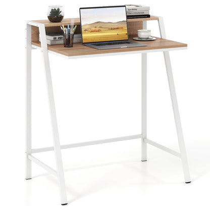 2 Tier Computer Desk, Natural