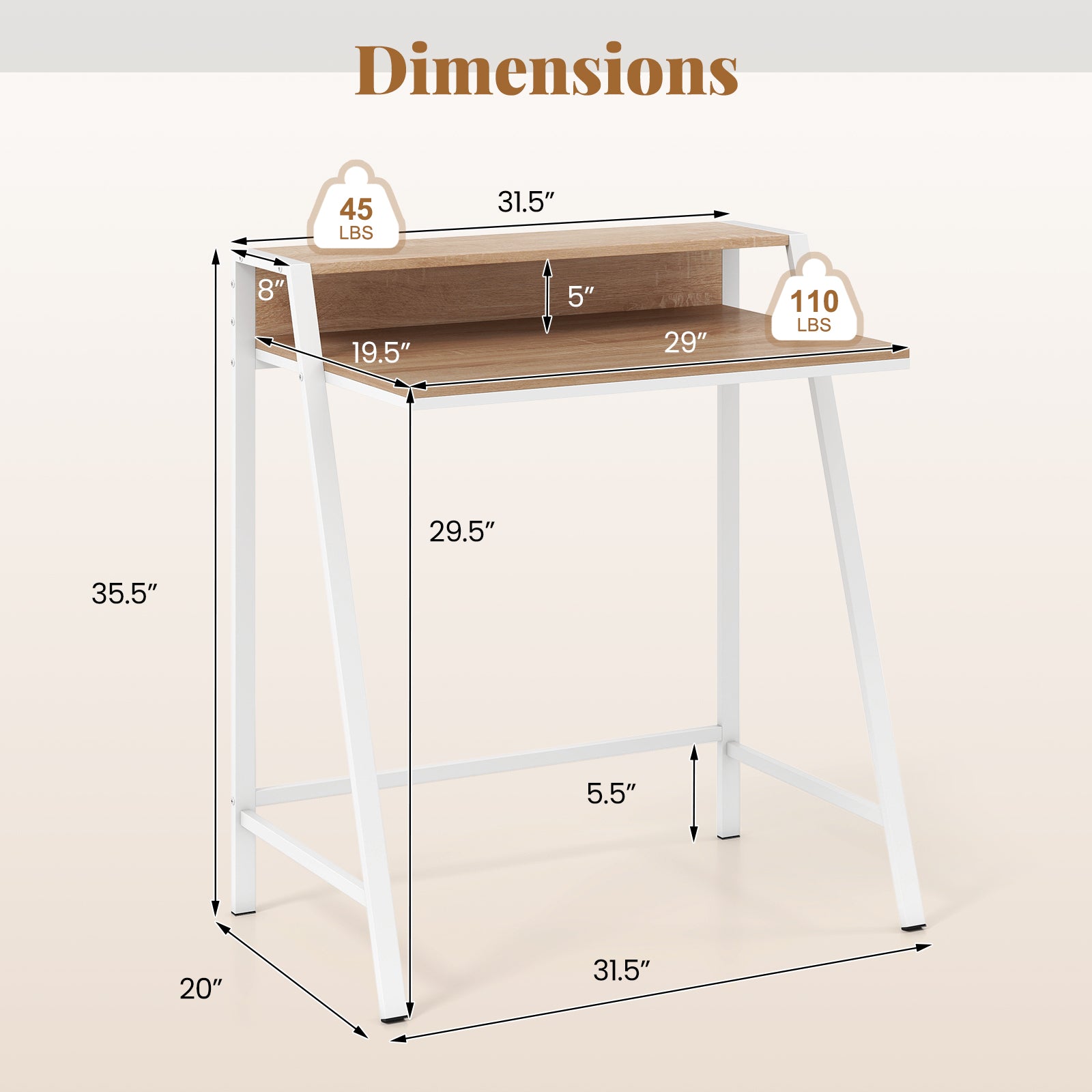 2 Tier Computer Desk PC Laptop Table Study Writing Home Office Workstation New, Natural Writing Desks at Gallery Canada